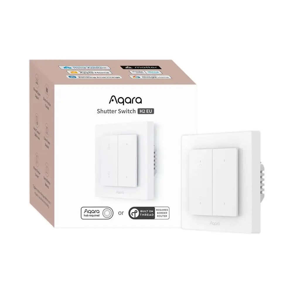 Aqara Rolladenschalter H2 EU, Thread/Zigbee-Protokoll, für Rollläden/Jalousien