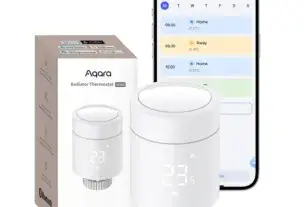 Aqara Smartes Heizkörperthermostat W600, Unterstützt Zigbee/Thread, Energiesparen, Sprachsteuerung, Zeitplan, Geofencing, Kompatibel mit Apple Homekit, Home Assistant, Alexa, Google