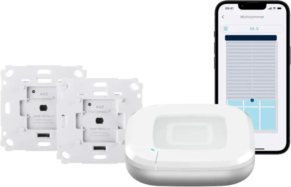 Homematic IP Access Point 2 + 2X Rollladenaktor für Markenschalter, Smart Home, Digitale Steuerung für 2 Rollläden per App, Alexa, Google Home, elektrische Rolladen smart nachrüsten