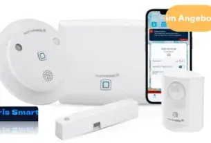 Alarma Homematic IP Starter Set, hogar inteligente, sensor de ventana digital, detector de movimiento, sirena interior inalámbrica con función de aplicación, advertencia sonora.,