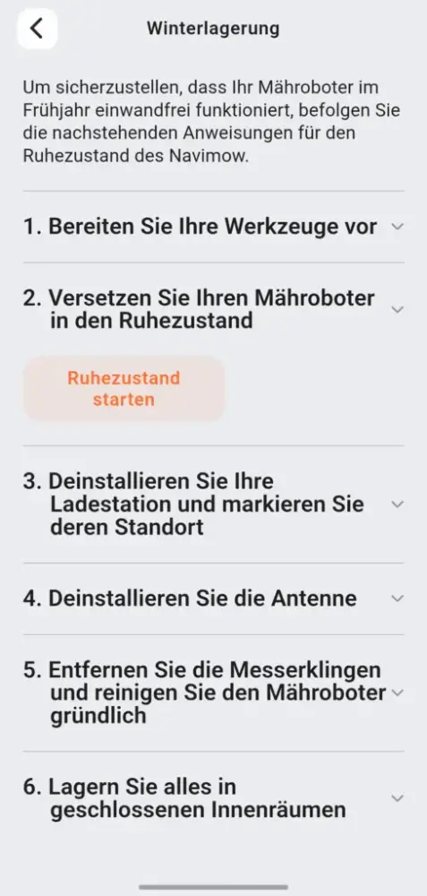 Navimow App V3.2.0 Winterlagerung
