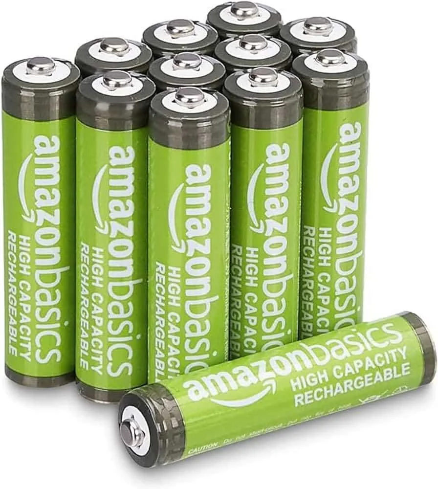 Amazon Basics 12-pack of rechargeable AAA NiMH batteries with high capacity, 850 mAh