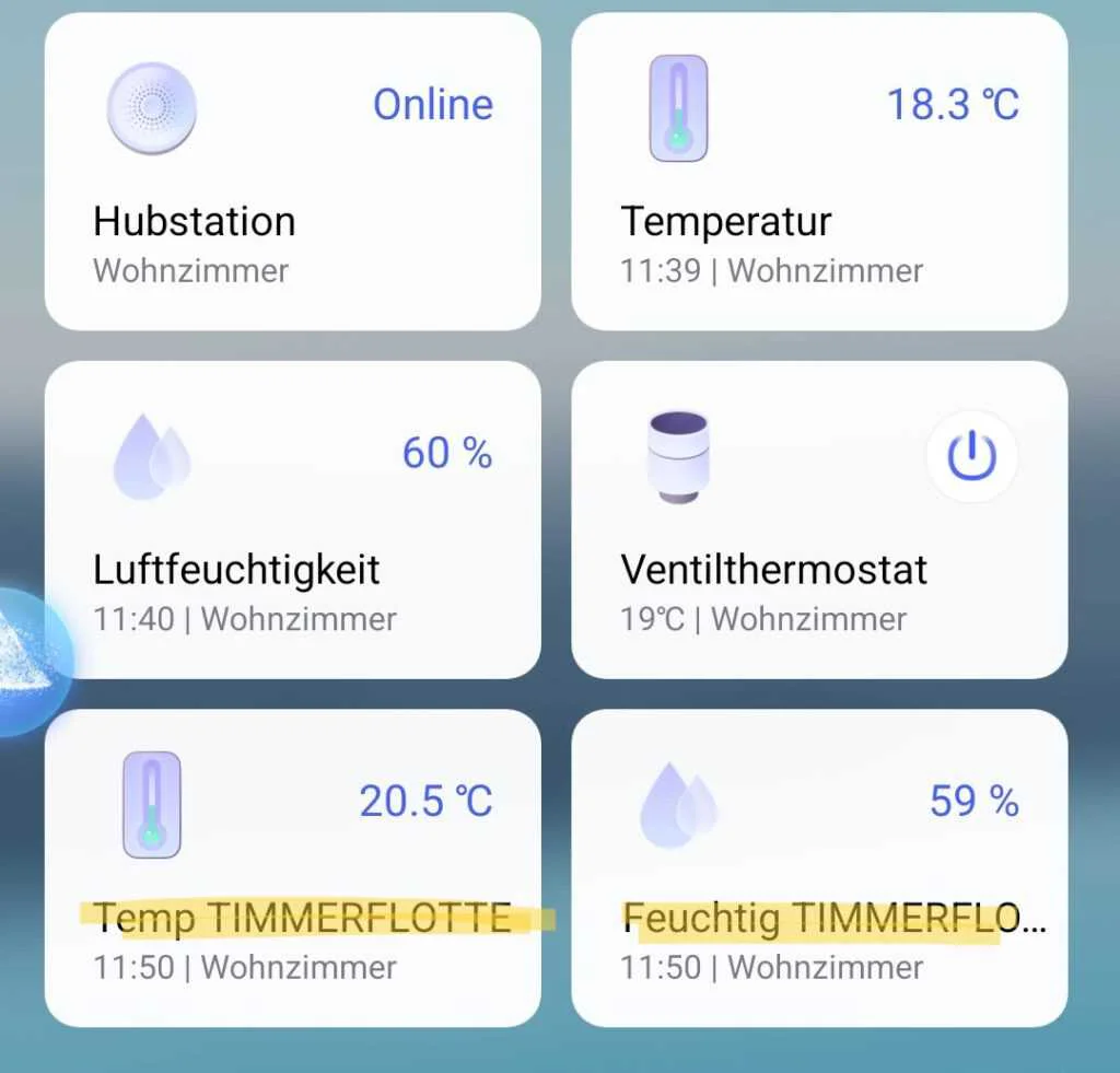 Aqara homescreen with Timmerflotte focus