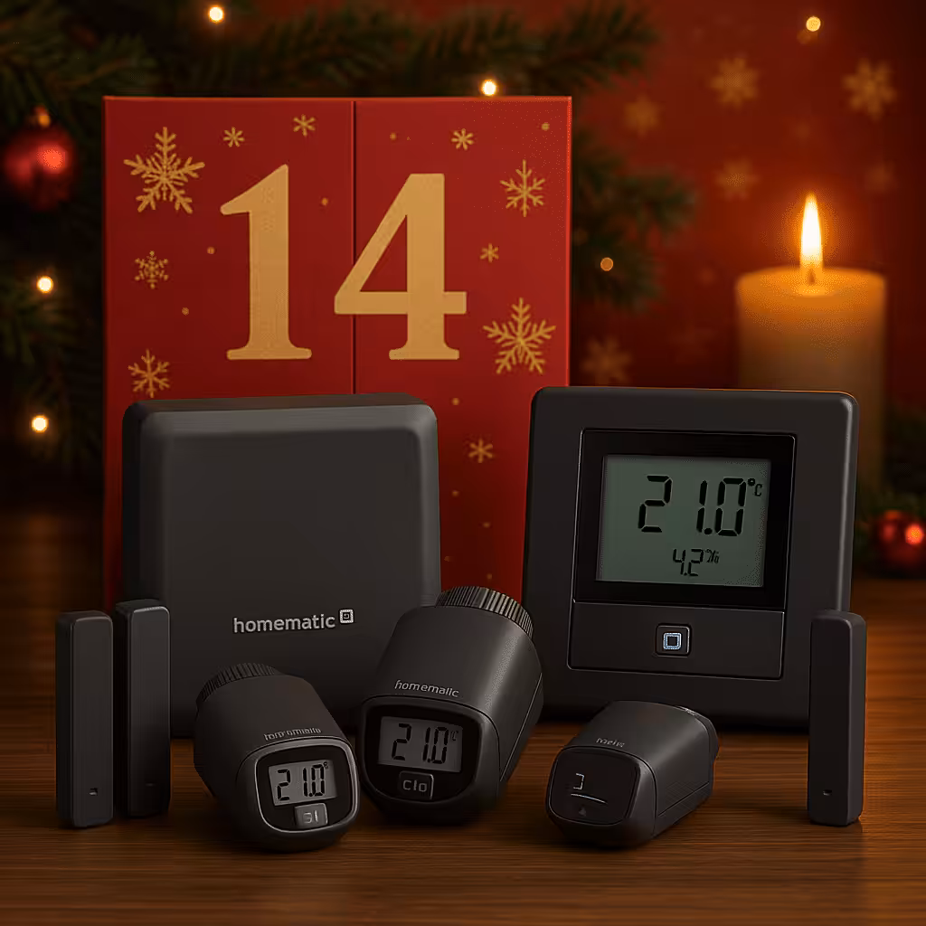 Calendario de Adviento Homematic IP 14.12 Elegante set de climatización en antracita para un control inteligente de la calefacción (valor aprox. 350 €)
