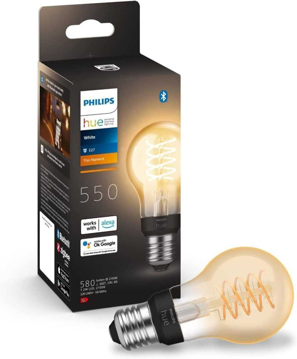 Philips Hue White E27 Filament Lampe (550 lm)