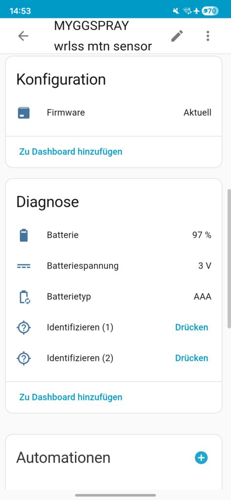 Home Assistant Dashboard MYGGSPRAY 2