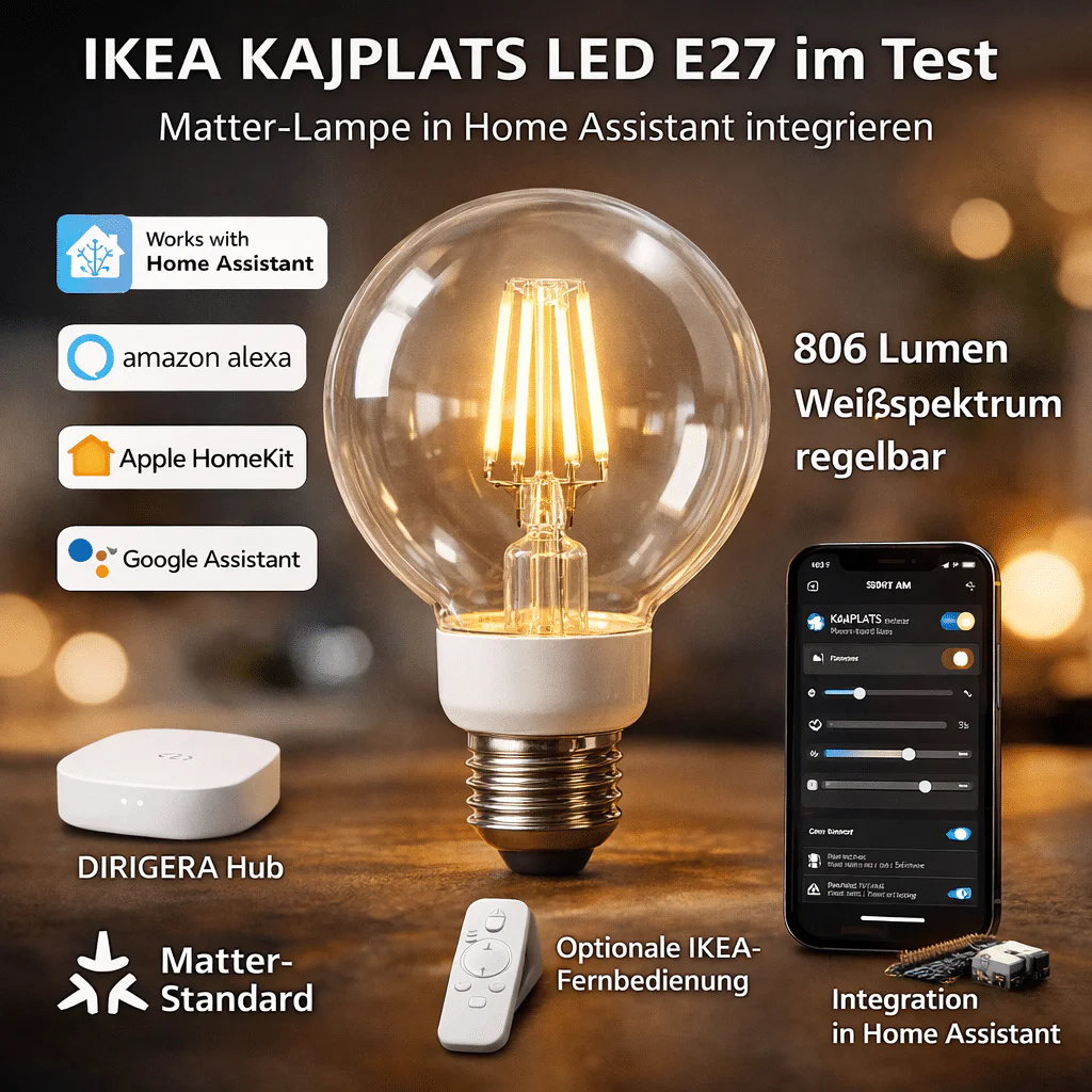 IKEA KAJPLATS LED E27 im Test – Matter-Lampe in Home Assistant integrieren