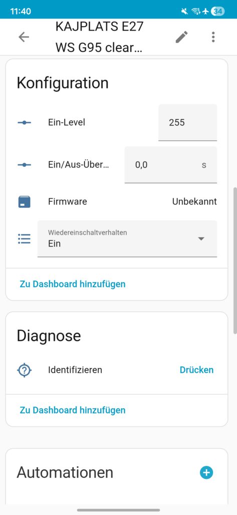 KAJPLATS LED-Leuchtmittel E27 in Home Assistant 3