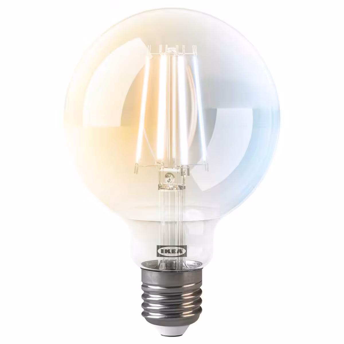 Lampadina LED KAJPLATS E27 806 lm, spettro bianco intelligente/trasparente/rotonda, 95 mm
