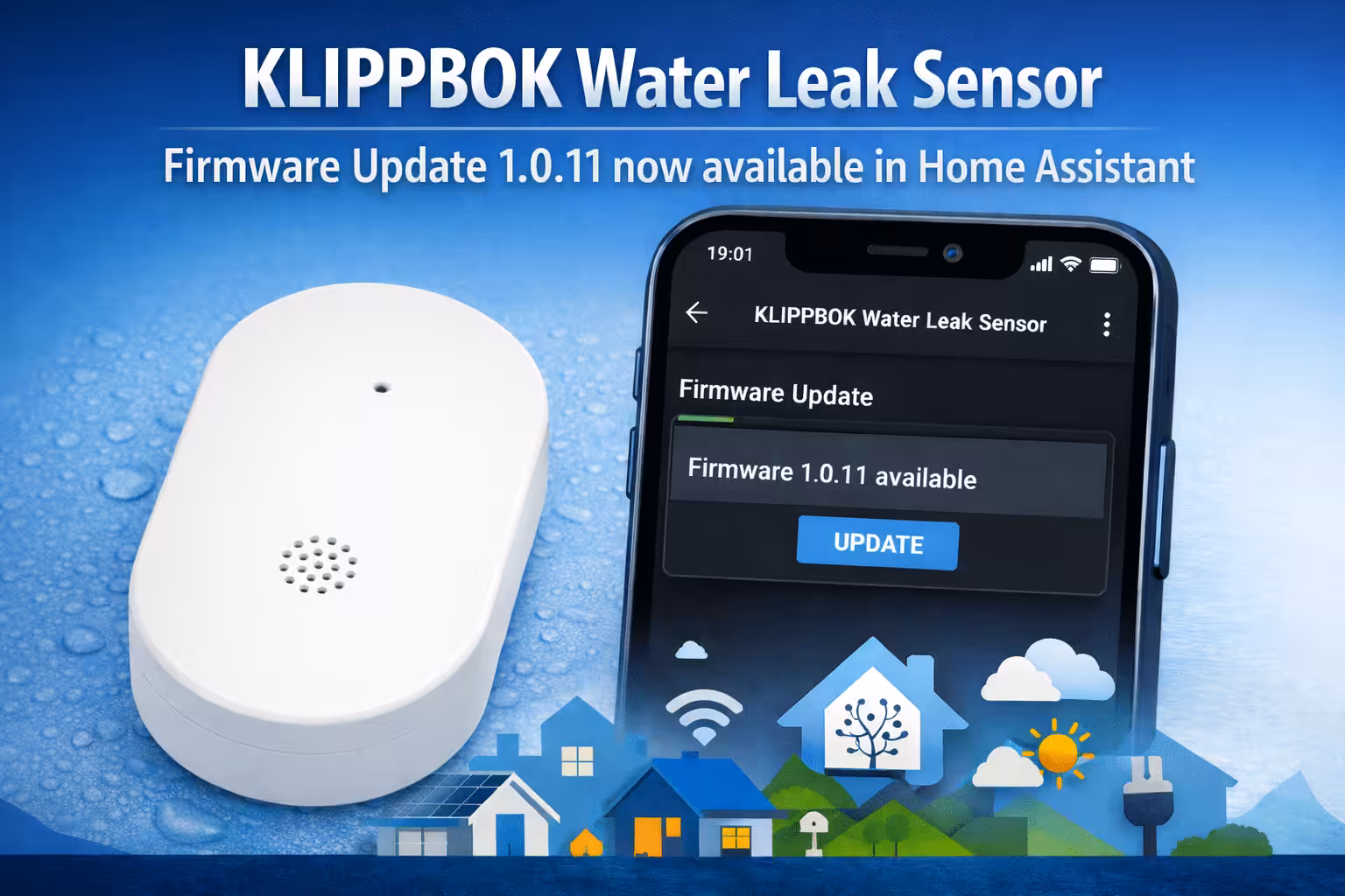 La actualización de firmware 1.0.11 del sensor de fugas de agua IKEA KLIPBPOK ya está disponible en Home Assistant.