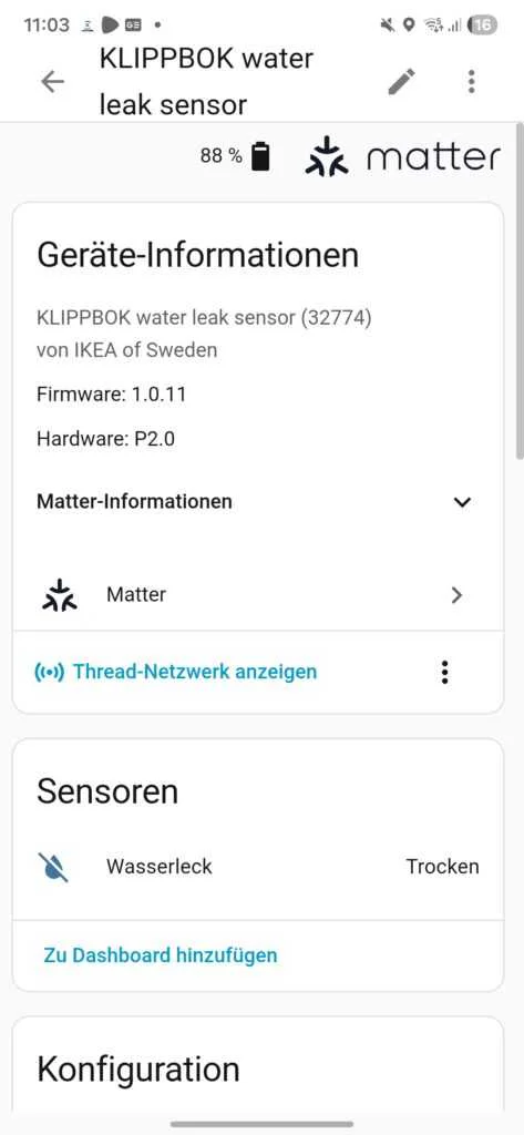 KLIPPBOK water leakage sensor in Home Assistant 1