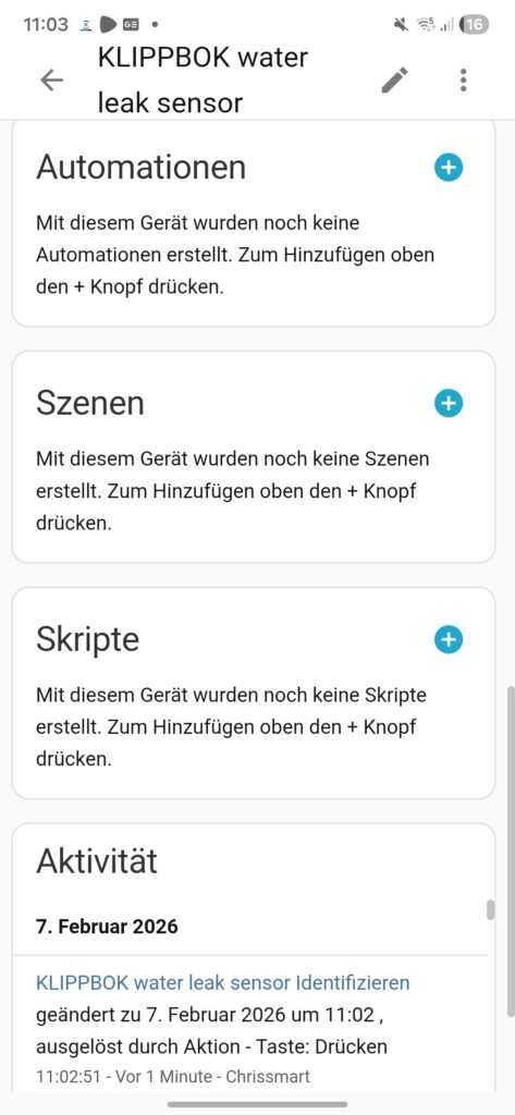 KLIPPBOK Wasserlecksensor in Home Assistant 3