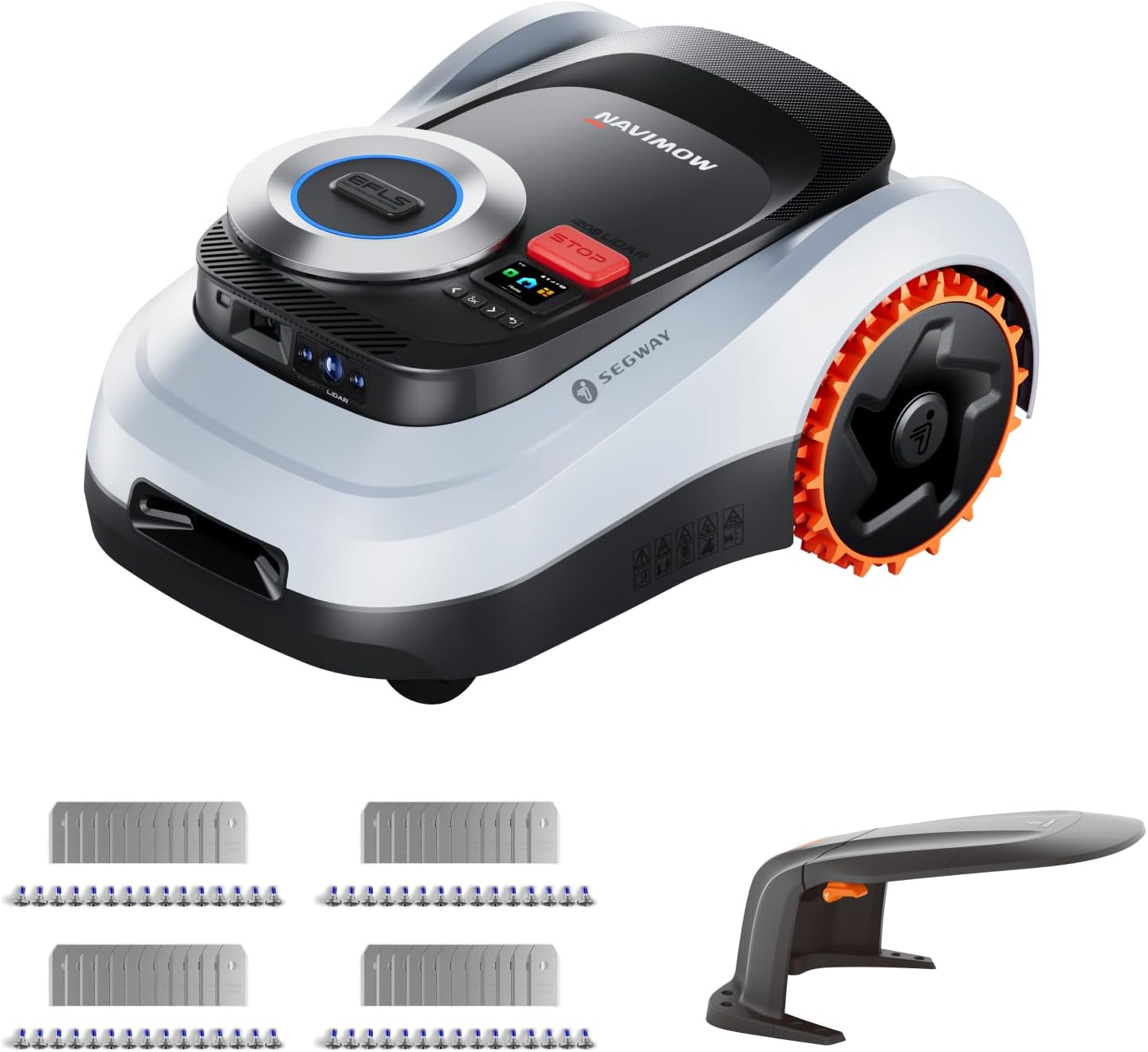 Segway Navimow i208 LiDAR Mähroboter ohne Begrenzungskabel für 800 m² mit Garage M + 4 Sätze Klingen