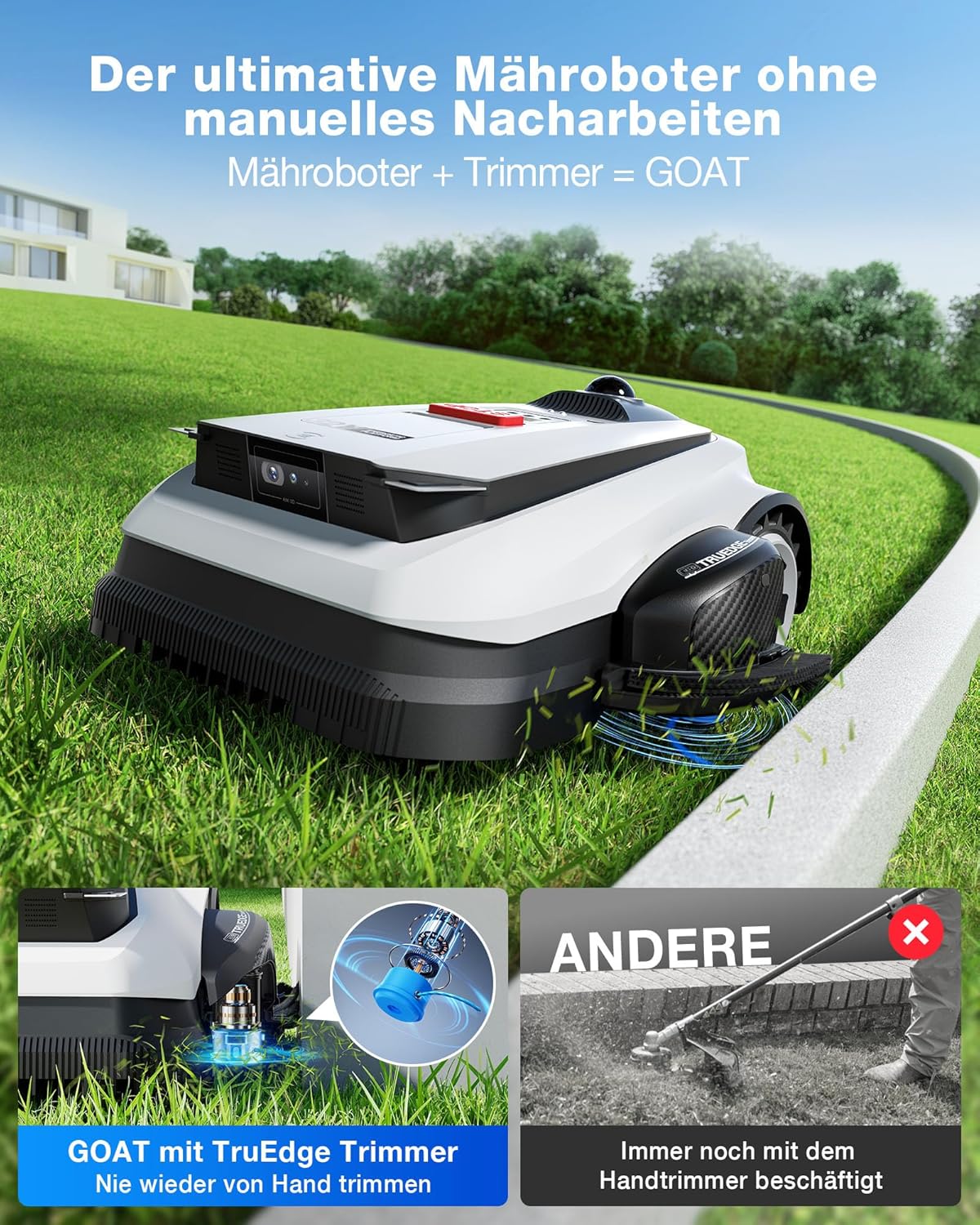ECOVACS Goat A1600 LiDAR PRO Mähroboter ohne Begrenzungskabel, 1.600 m²