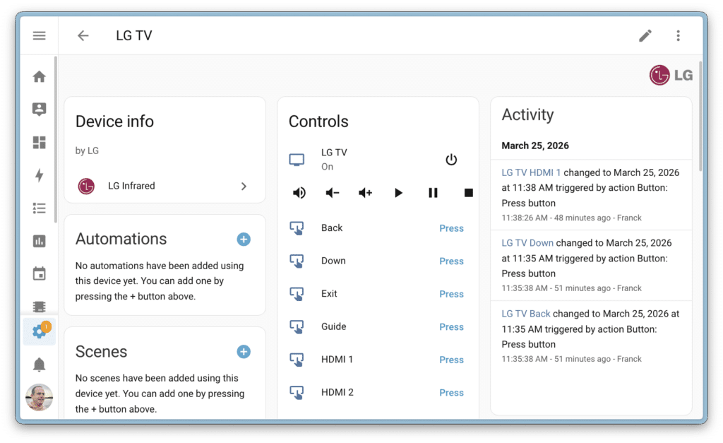 Home Assistant lg-tv-infrared-proxy