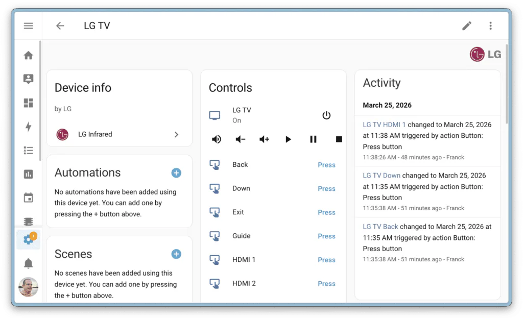 Home Assistant lg-tv-infrared-proxy