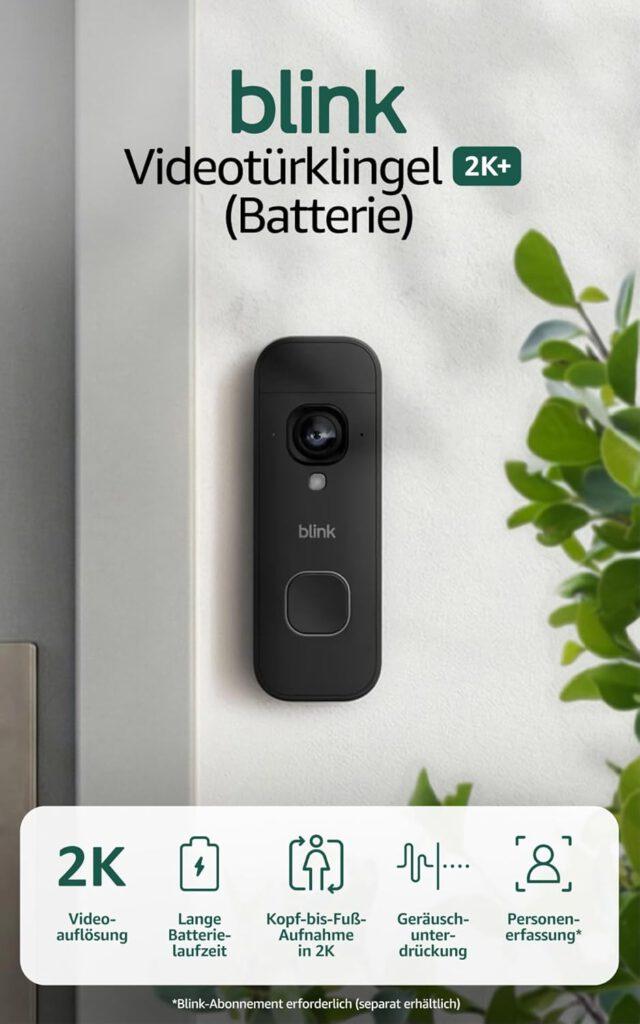 Sonnette vidéo Blink 2K+ (Batterie, Dernière génération) | Enregistrement complet