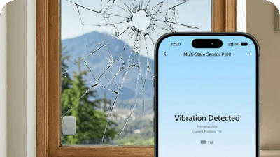 El P100 detecta vibraciones fuertes causadas por cristales rotos.