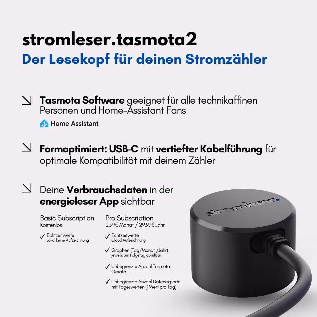 Stromleser WIFI Smart Meter IR Lesekopf - Stromzähler auslesen WLAN, Mit Tasmota