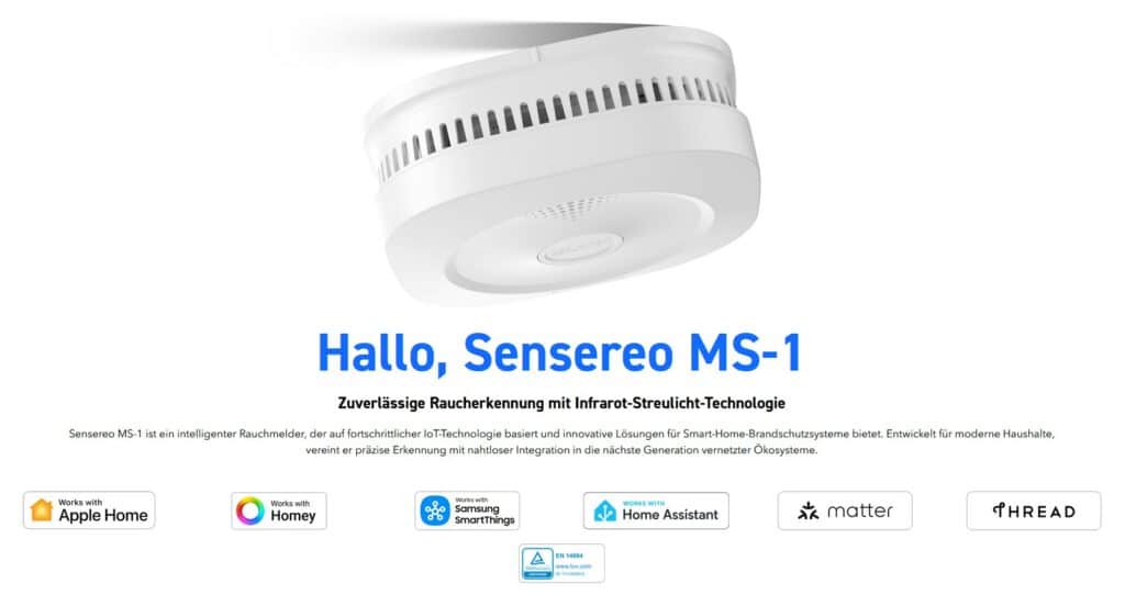 Matter Rauchmelder von Sensereo für Home Assistant verfügbar