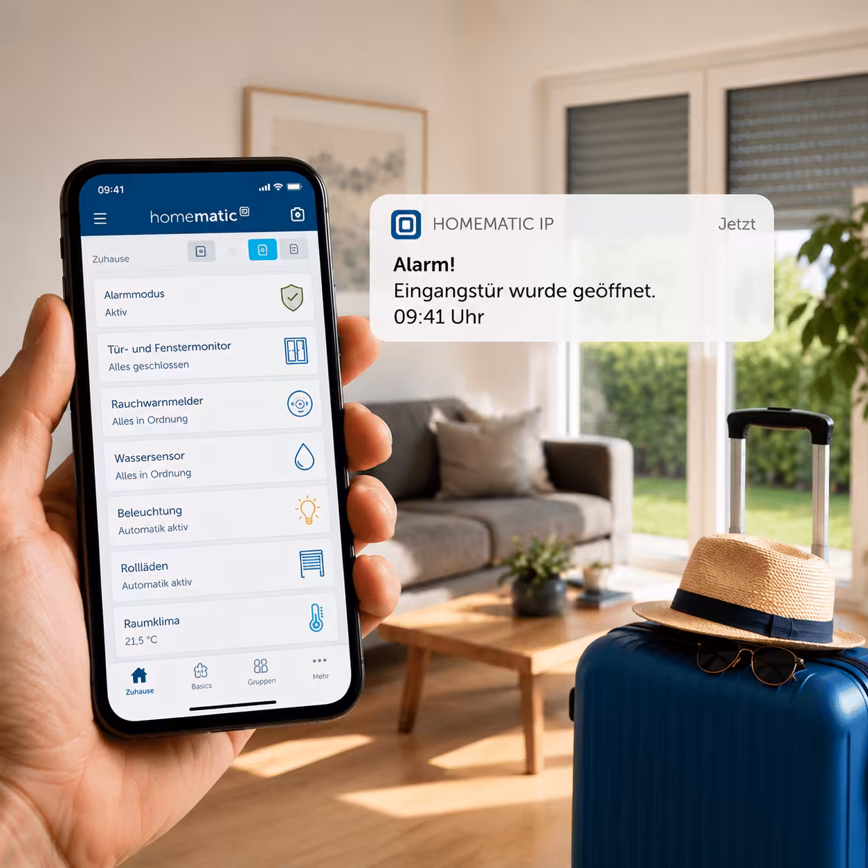 Relájate en tus vacaciones con Homematic IP: Cómo el hogar inteligente protege tu hogar.
