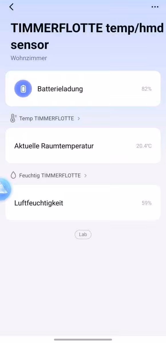 Écran détaillé de l’IKEA Timmerflotte dans l’application Aqara
