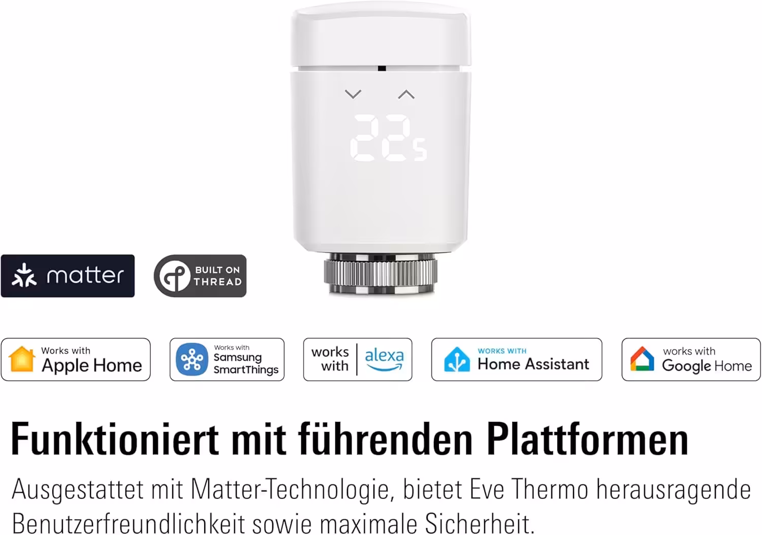 Termostato inteligente para radiador Eve Thermo con Matter, 4.ª generación