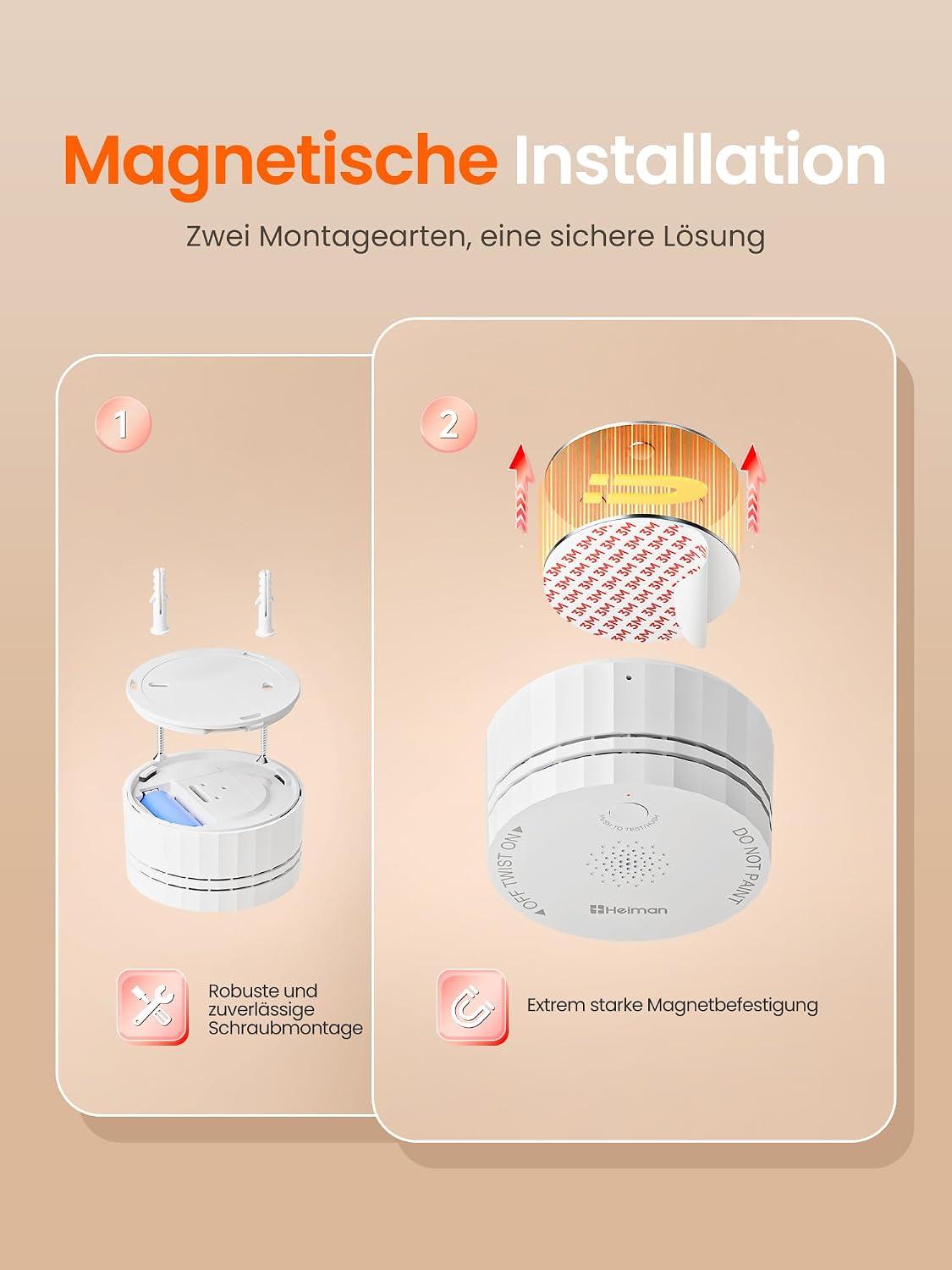 Heiman S1-TM mit Magnethalterung und Befestigung mit Schrauben