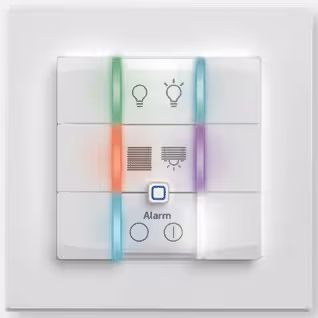 Pulsador de pared de 6 botones, 230 V, con LED multicolor